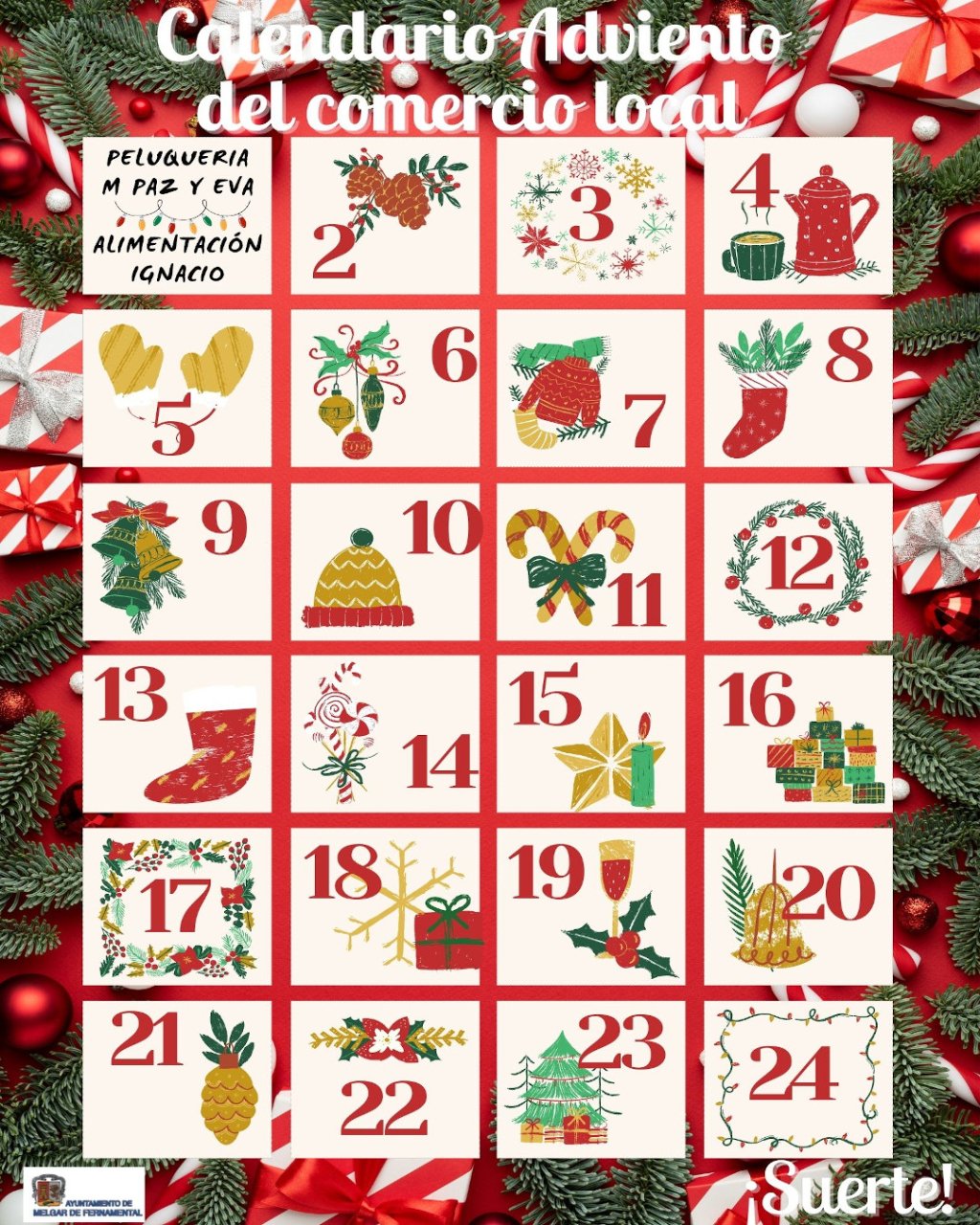 Calendario de adviento de la campaña del comercio local en Navidad