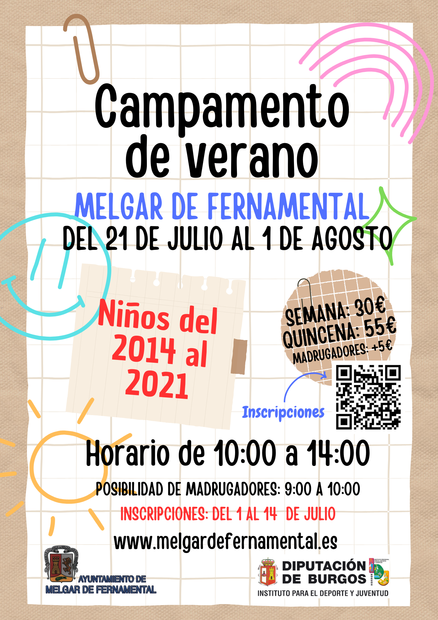 Campamento de Verano 21 de julio al 31 de agosto