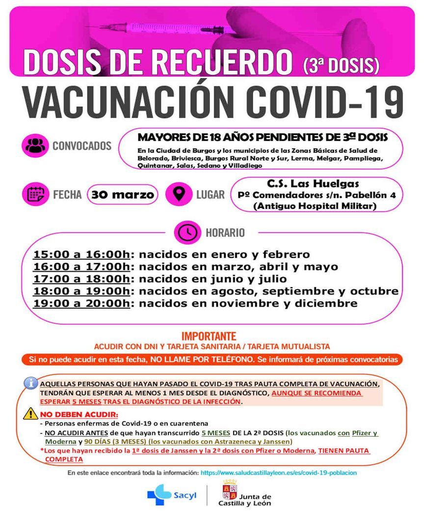 VACUNACIÓN 3ª DOSIS - Mayores de 18 años